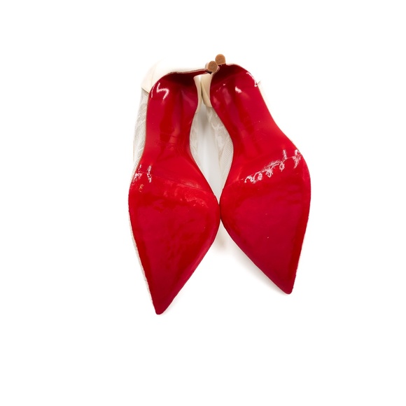 Christian Louboutin Pigalace Satin Lace Off White Wedding Heels Pumps EU 37 - Picture 7 of 8